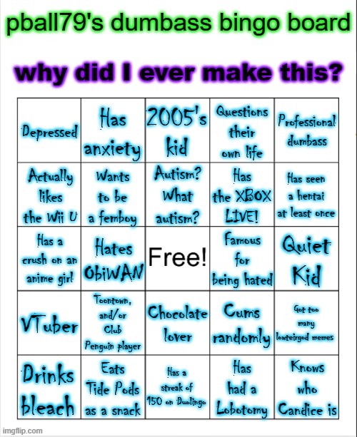 Pball79's bingo | image tagged in pball79's bingo | made w/ Imgflip meme maker