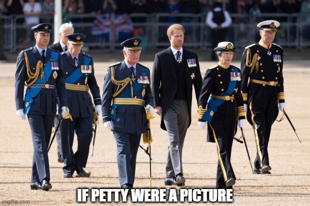 Prince Harry | IF PETTY WERE A PICTURE | image tagged in prince harry,king charles,royal family,buckingham palace,queen elizabeth | made w/ Imgflip meme maker