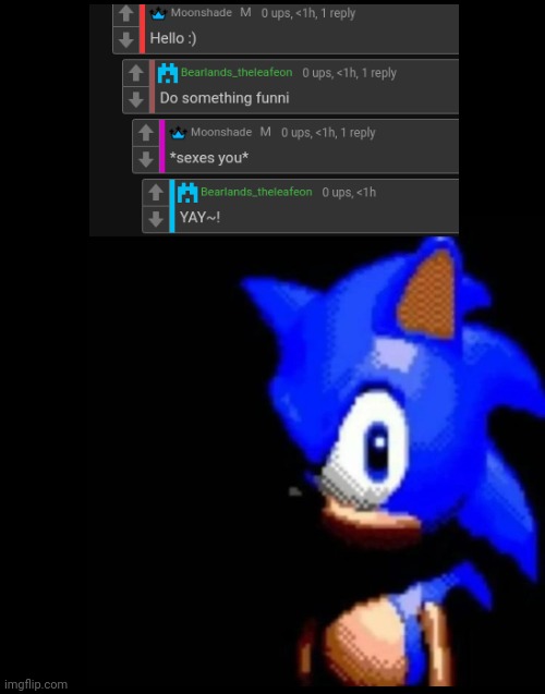 Drink the bleach | image tagged in sonic stares | made w/ Imgflip meme maker