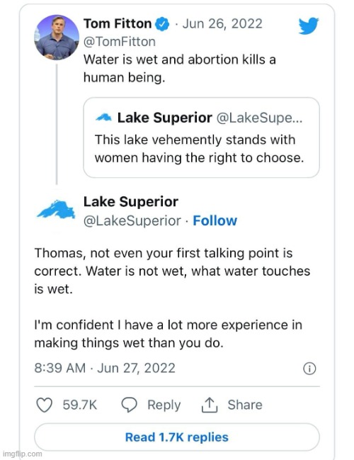 Lake Superior vs. Tom Fitton | image tagged in lake superior vs tom fitton | made w/ Imgflip meme maker