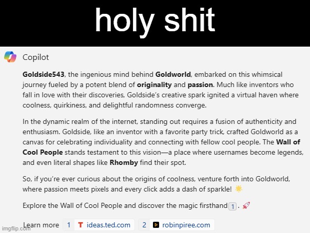 holy shit | made w/ Imgflip meme maker