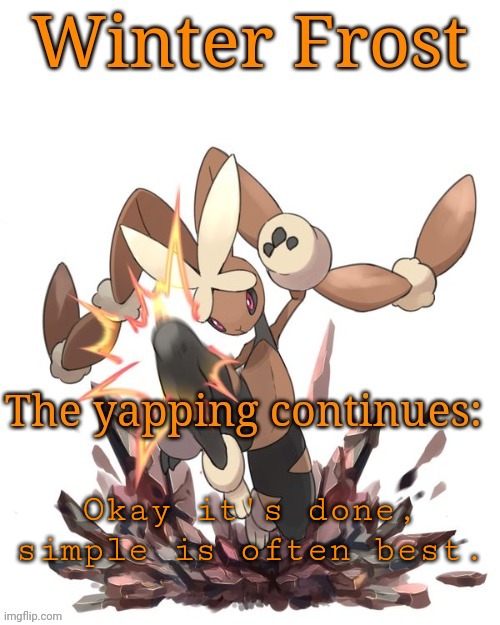 Winter frost lopunny template | Okay it's done, simple is often best. | image tagged in winter frost lopunny template | made w/ Imgflip meme maker