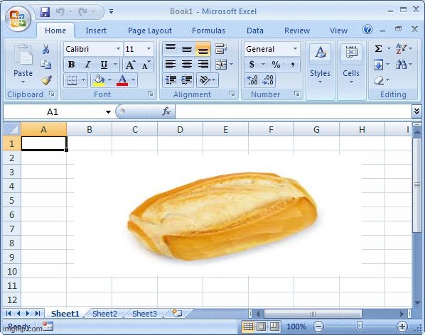 excel with bread | image tagged in excel | made w/ Imgflip meme maker