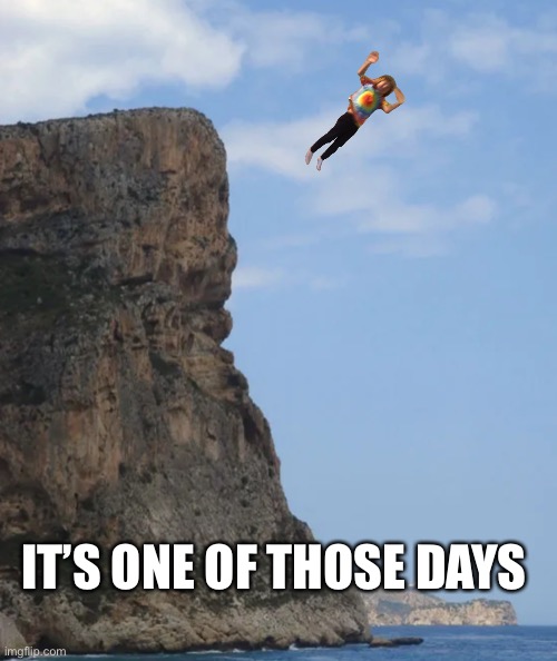 Jump of a cliff today | IT’S ONE OF THOSE DAYS | image tagged in jump,off,cliff,its fine | made w/ Imgflip meme maker