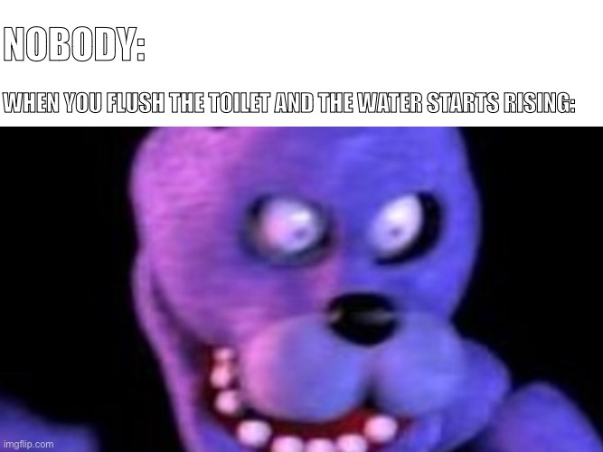 O no | NOBODY:; WHEN YOU FLUSH THE TOILET AND THE WATER STARTS RISING: | image tagged in whiteboard,scared bonnie | made w/ Imgflip meme maker
