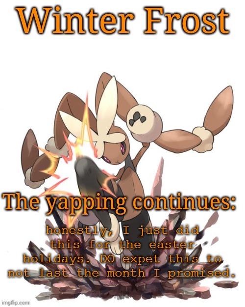 Winter frost lopunny template | honestly, I just did this for the easter holidays. DO expet this to not last the month I promised. | image tagged in winter frost lopunny template | made w/ Imgflip meme maker