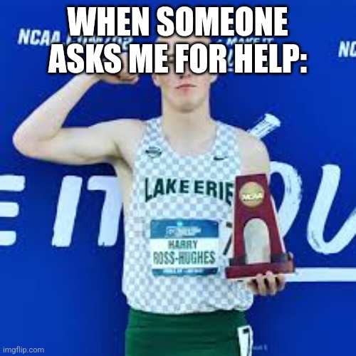 When Someone Asks Me For Help | WHEN SOMEONE ASKS ME FOR HELP: | image tagged in cross country salute | made w/ Imgflip meme maker