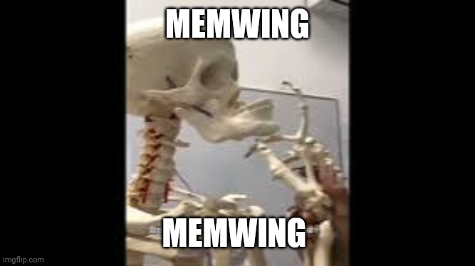 Memwing | MEMWING; MEMWING | image tagged in mewing,skeleton,absurd | made w/ Imgflip meme maker