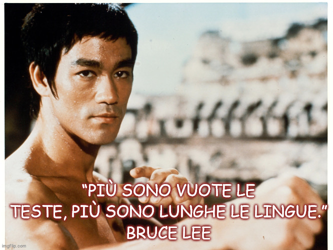 “PIÙ SONO VUOTE LE TESTE, PIÙ SONO LUNGHE LE LINGUE.”
BRUCE LEE | made w/ Imgflip meme maker