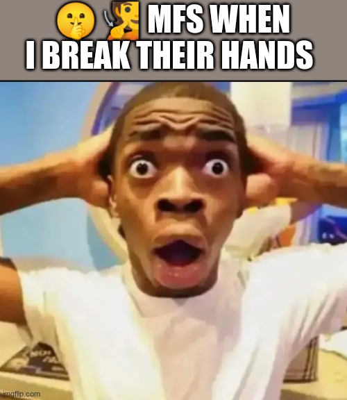 Surprised Black Guy | ?? MFS WHEN I BREAK THEIR HANDS | image tagged in surprised black guy | made w/ Imgflip meme maker