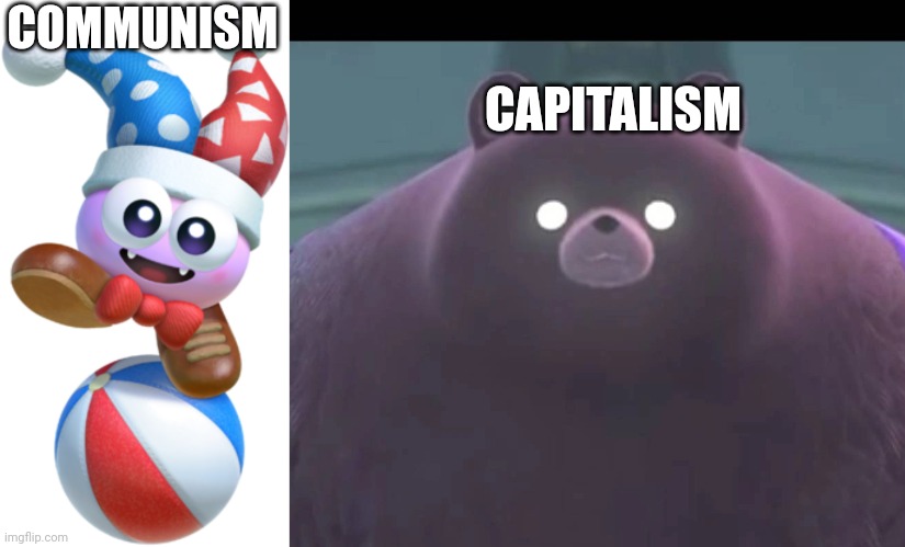 COMMUNISM CAPITALISM | image tagged in marx kirby,mr grizz | made w/ Imgflip meme maker