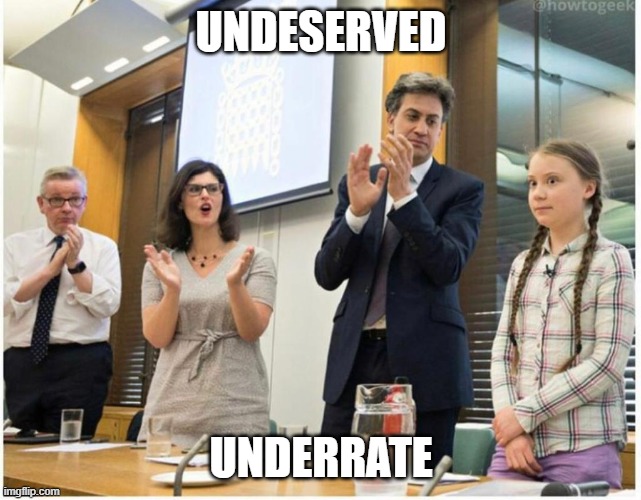 UNDESERVED UNDERRATE | image tagged in undeserved achievement greta | made w/ Imgflip meme maker