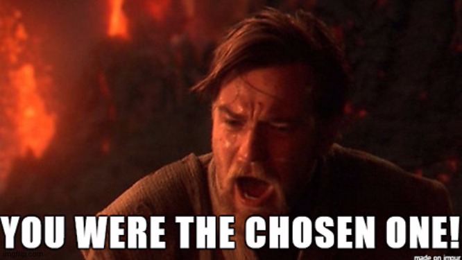 You were the chosen one! | image tagged in you were the chosen one | made w/ Imgflip meme maker