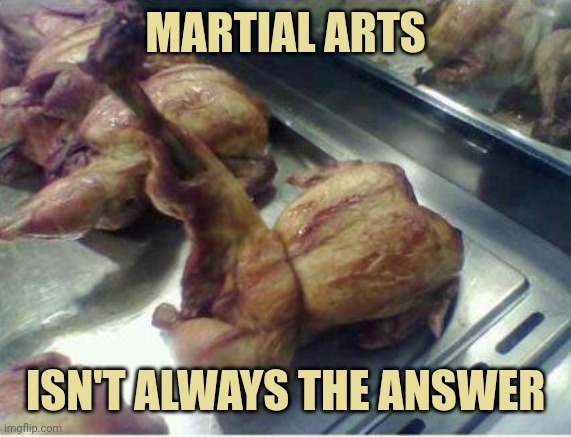 fried chicken | MARTIAL ARTS; ISN'T ALWAYS THE ANSWER | image tagged in fried chicken | made w/ Imgflip meme maker