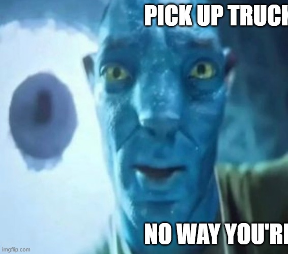 Avatar guy | PICK UP TRUCK? NO WAY YOU'RE THAT STRONG | image tagged in avatar guy | made w/ Imgflip meme maker