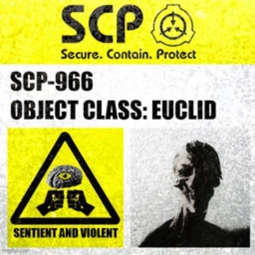 SCP-966 Label | image tagged in scp-966 label | made w/ Imgflip meme maker