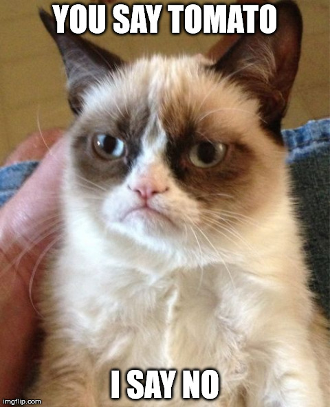 Grumpy Cat Meme | YOU SAY TOMATO I SAY NO | image tagged in memes,grumpy cat | made w/ Imgflip meme maker