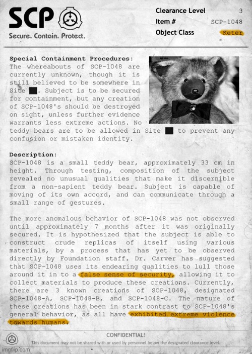 SCP-1048 Document | image tagged in scp-1048 document | made w/ Imgflip meme maker