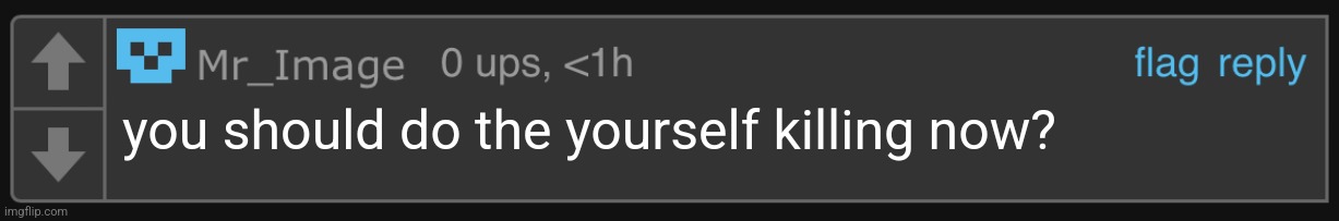 you should do the yourself killing now? | image tagged in mr_image blank comment | made w/ Imgflip meme maker