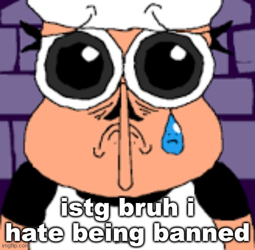 Sad Peppino | istg bruh i hate being banned | image tagged in sad peppino | made w/ Imgflip meme maker