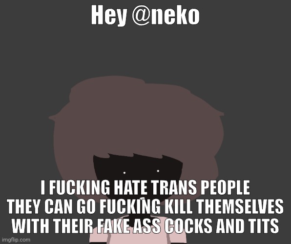 Trollging (satire trige) | Hey @neko; I FUCKING HATE TRANS PEOPLE THEY CAN GO FUCKING KILL THEMSELVES WITH THEIR FAKE ASS COCKS AND TITS | image tagged in qhar ben | made w/ Imgflip meme maker