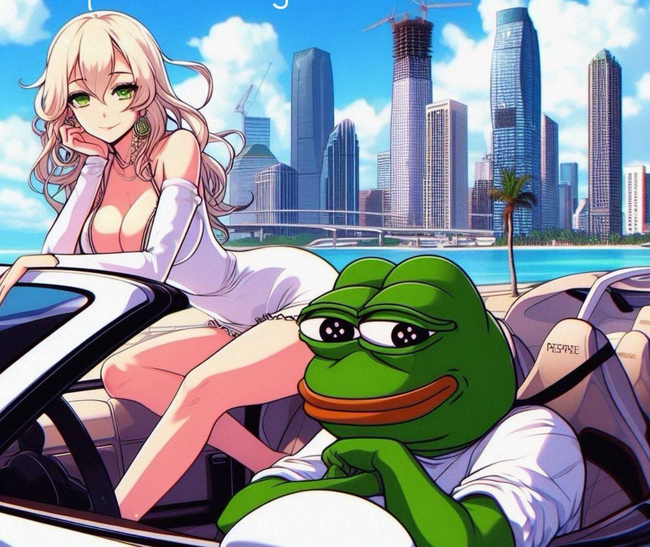 Pepe in Lambo with eGirl Blank Meme Template