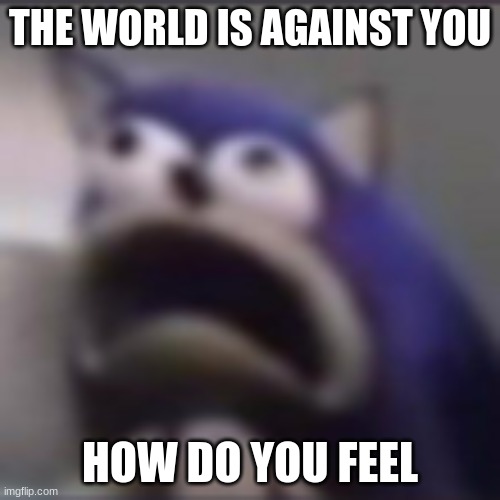 distress | THE WORLD IS AGAINST YOU; HOW DO YOU FEEL | image tagged in distress | made w/ Imgflip meme maker