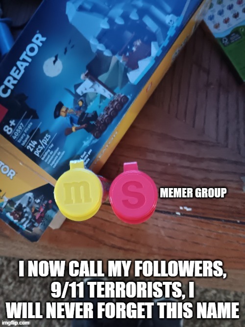 Thebest66 msmg | I NOW CALL MY FOLLOWERS, 9/11 TERRORISTS, I WILL NEVER FORGET THIS NAME | image tagged in thebest66 msmg | made w/ Imgflip meme maker