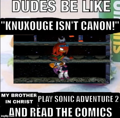 Ermm.. what the ohio? | "KNUXOUGE ISN'T CANON!"; PLAY SONIC ADVENTURE 2; AND READ THE COMICS | made w/ Imgflip meme maker