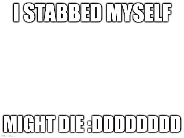 I STABBED MYSELF; MIGHT DIE :DDDDDDDD | made w/ Imgflip meme maker