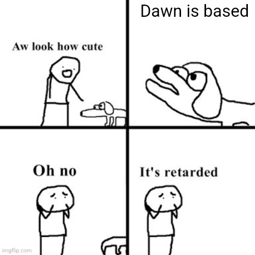 Oh no its retarted | Dawn is based | image tagged in oh no its retarted | made w/ Imgflip meme maker