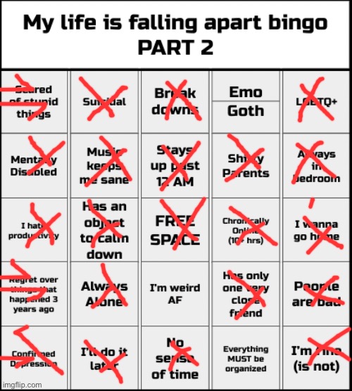 My life is falling apart bingo Part 2 | image tagged in my life is falling apart bingo part 2 | made w/ Imgflip meme maker