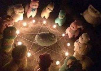 Ovelinhas fazendo um ritual Blank Meme Template