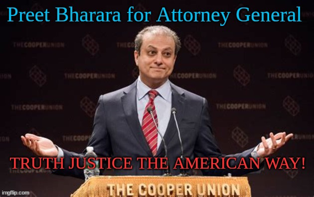 Preet Bharara for AG 2025 | image tagged in president_joe_biden,attorney general replacement,retire garland,jack smith,democrats lose too mush,donate b-4 2 late | made w/ Imgflip meme maker