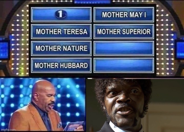 Mother Mary, obviously | image tagged in mother,samuel l jackson,wheel,wheel of fortune | made w/ Imgflip meme maker