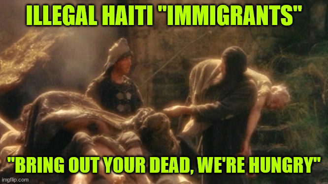 Biden regime importing aliens from Haiti now | ILLEGAL HAITI "IMMIGRANTS"; "BRING OUT YOUR DEAD, WE'RE HUNGRY" | image tagged in biden regime,importing,all kinds of illegal aliens | made w/ Imgflip meme maker