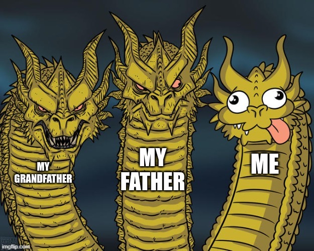 I am weak | image tagged in three-headed dragon | made w/ Imgflip meme maker