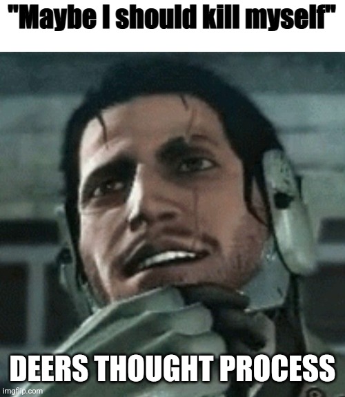 Maybe I should kill myself | DEERS THOUGHT PROCESS | image tagged in maybe i should kill myself | made w/ Imgflip meme maker