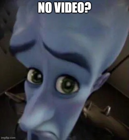 No video megamind meme | NO VIDEO? | image tagged in megamind no b | made w/ Imgflip meme maker