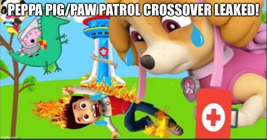 Sussy baka | PEPPA PIG/PAW PATROL CROSSOVER LEAKED! | image tagged in sus | made w/ Imgflip meme maker