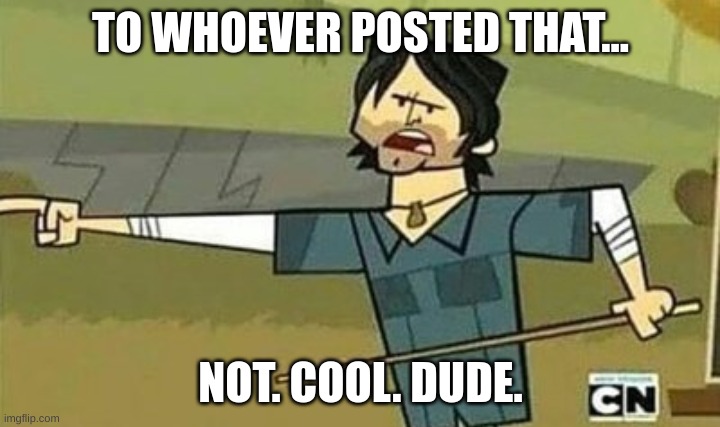 Not cool dudes | TO WHOEVER POSTED THAT... NOT. COOL. DUDE. | image tagged in not cool dudes | made w/ Imgflip meme maker