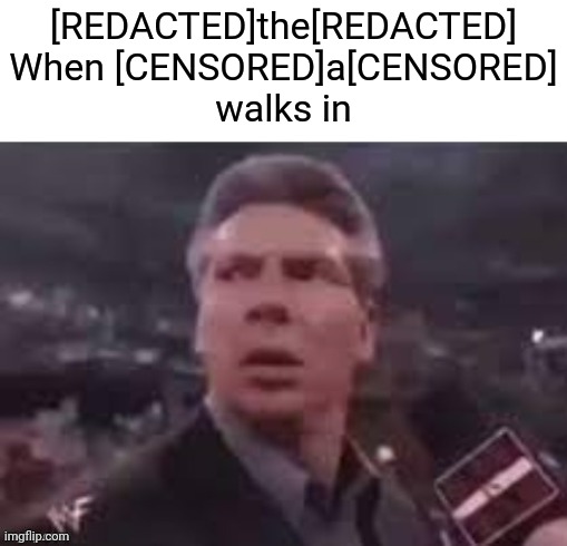Not much you can do with my name | [REDACTED]the[REDACTED]
When [CENSORED]a[CENSORED]
walks in | image tagged in x when x walks in | made w/ Imgflip meme maker