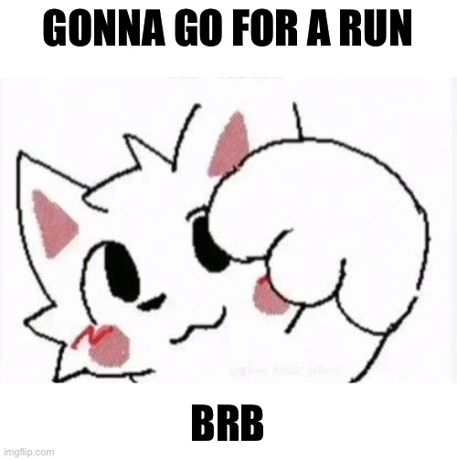 Boykisser | GONNA GO FOR A RUN; BRB | image tagged in boykisser | made w/ Imgflip meme maker
