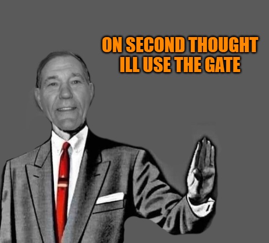 no way | ON SECOND THOUGHT ILL USE THE GATE | image tagged in no way | made w/ Imgflip meme maker