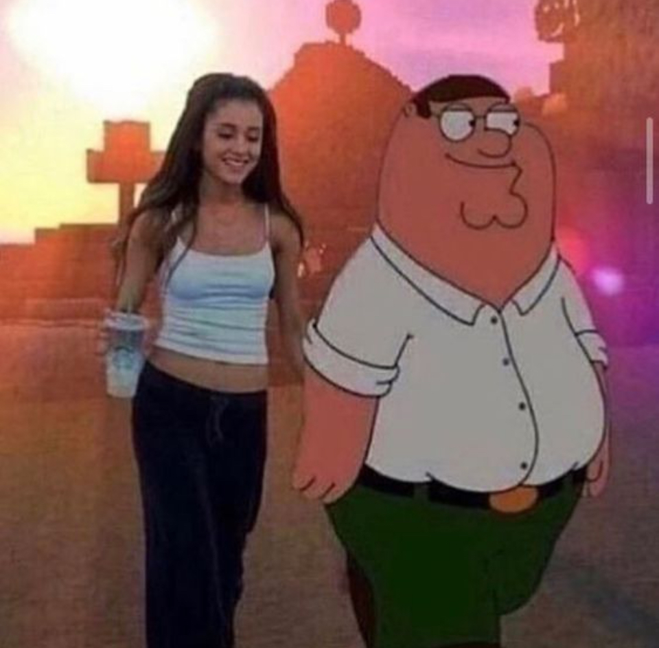 High Quality Ariana grande and peter griffin in minecraft Blank Meme Template