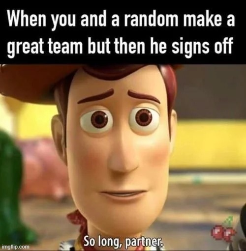 So long partner :( | image tagged in memes,funny,relatable,sad but true,gaming | made w/ Imgflip meme maker