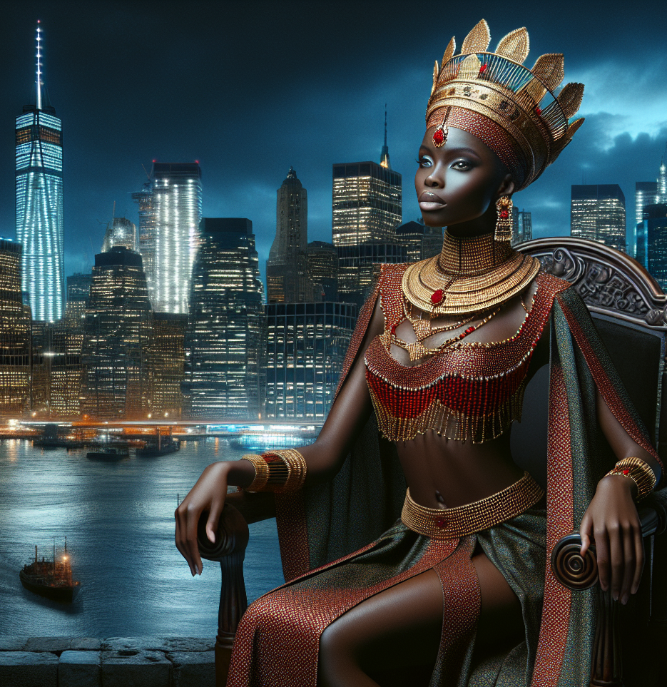 High Quality African Queen Presiding Over Manhattan Blank Meme Template