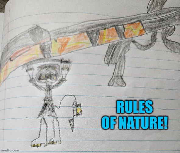 Finished another drawing | RULES OF NATURE! | image tagged in murder drones,metal gear rising | made w/ Imgflip meme maker