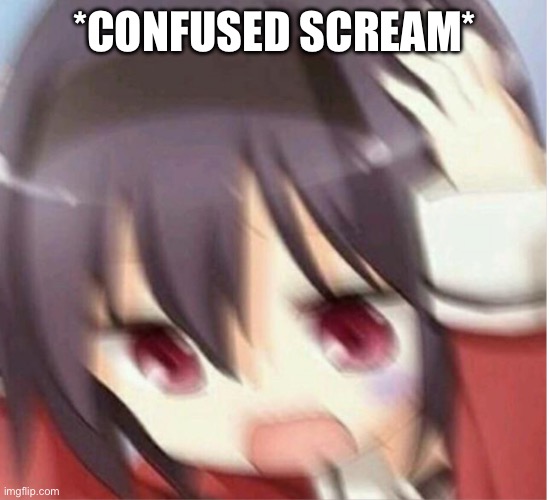 Confused scared anime girl | *CONFUSED SCREAM* | image tagged in confused scared anime girl | made w/ Imgflip meme maker