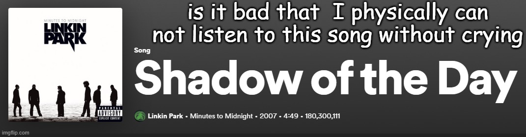 is it bad that  I physically can not listen to this song without crying | made w/ Imgflip meme maker